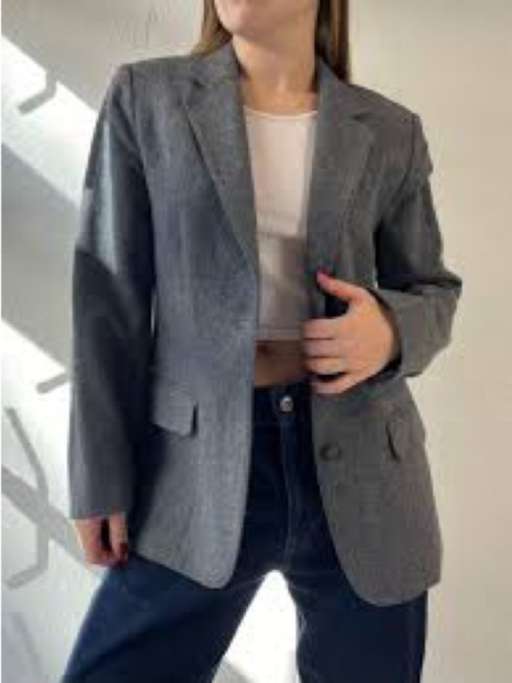 Pendleton Gray Notch-Lapel Blazer Jacket